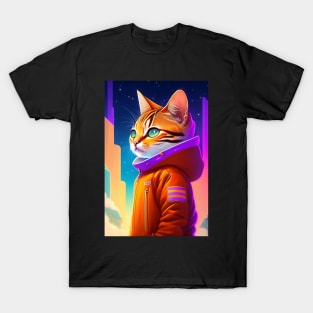 Cat in a Jacket - Modern Digital Art T-Shirt